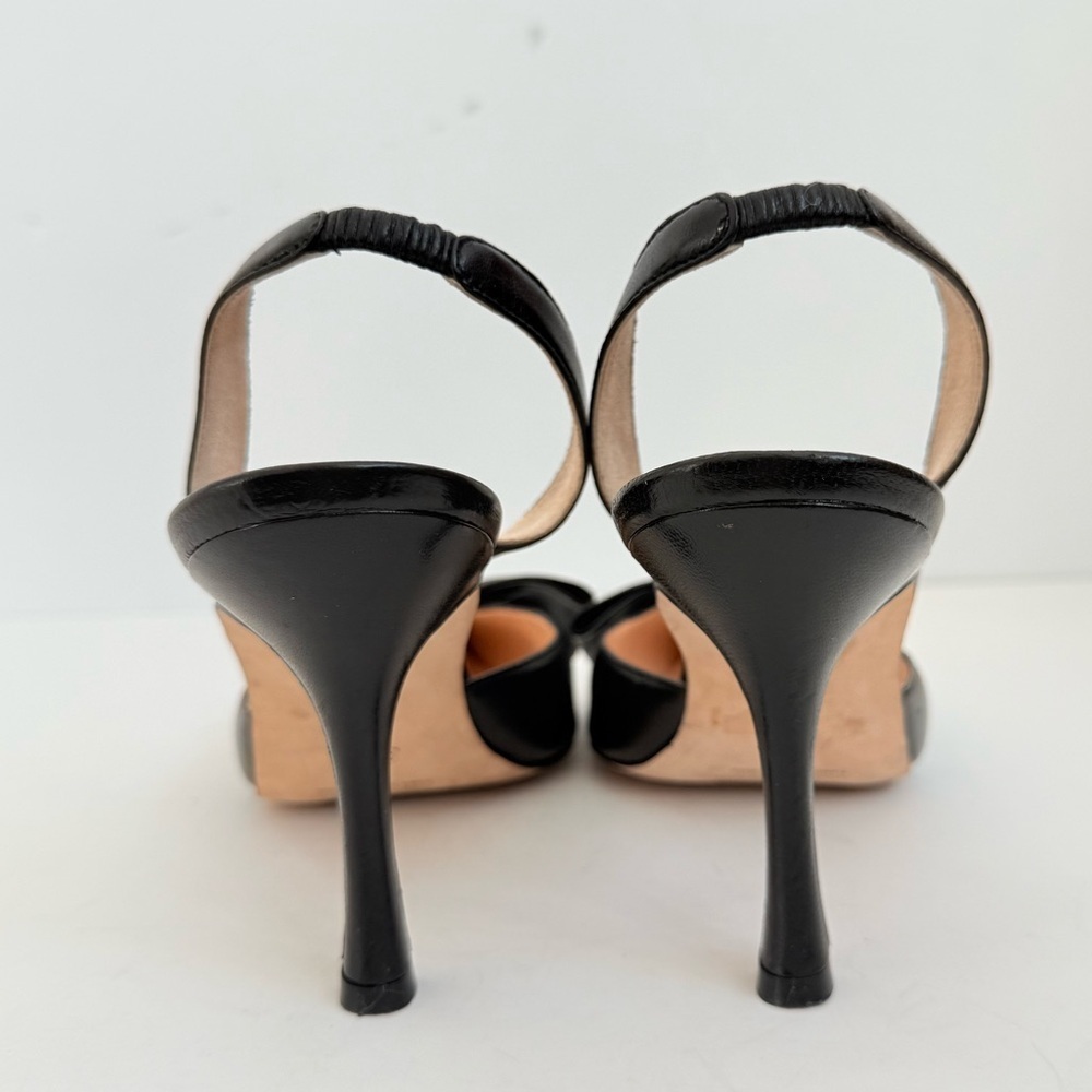 Manolo Blahnik Vintage Black Leather bow embellish slingback pumps EU36.5 - Picture 5 of 8